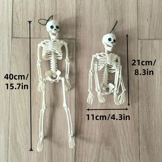 6Pcs Halloween Realistic Spooky Mini Skeleton Decor, Jointed Flexible Design, Indoor Outdoor Party Horror Fun Decoration, Door Balcony Ghost House Props, Festive Decoration