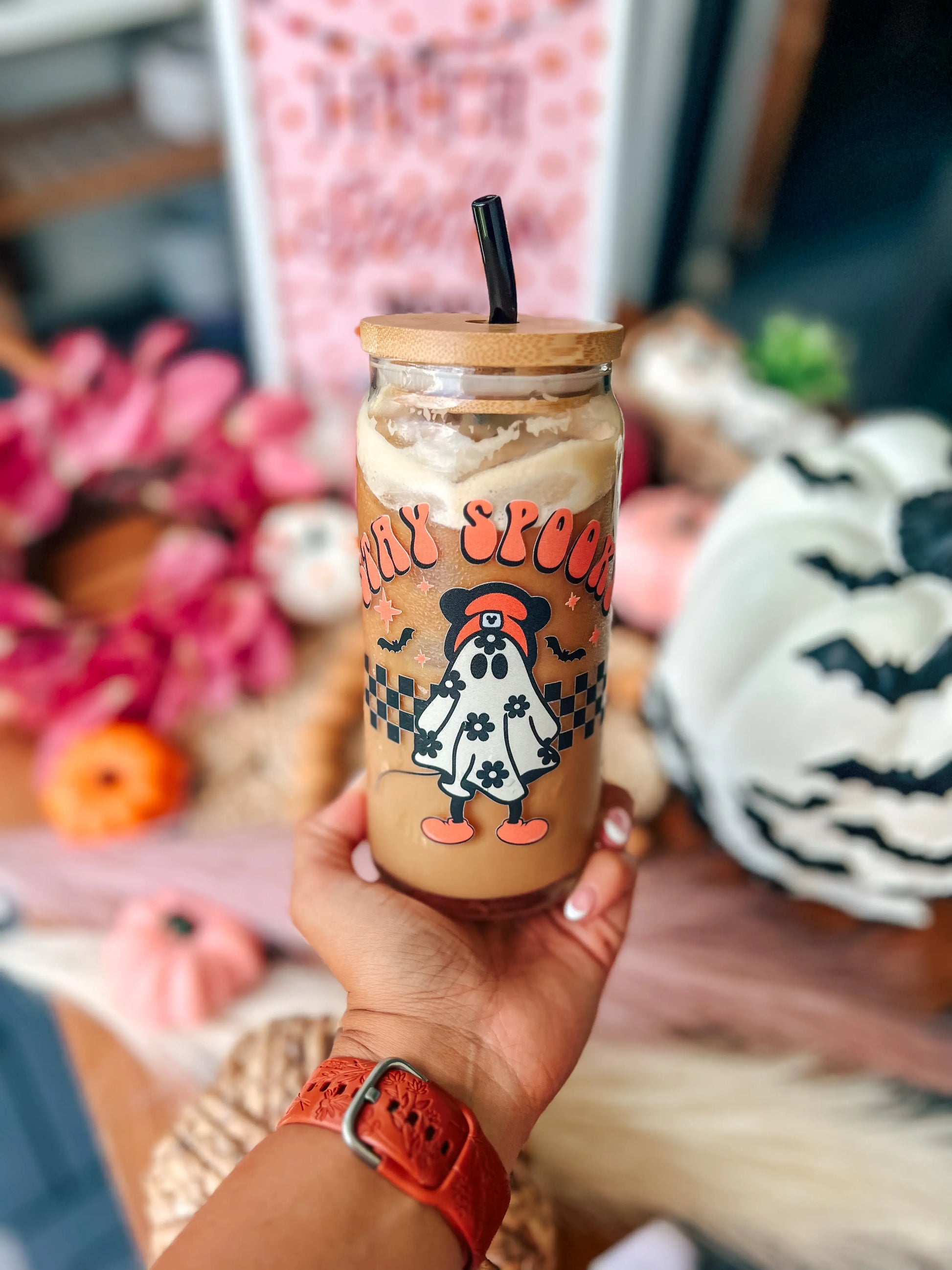 Skater Ghost Halloween Coffee Glass