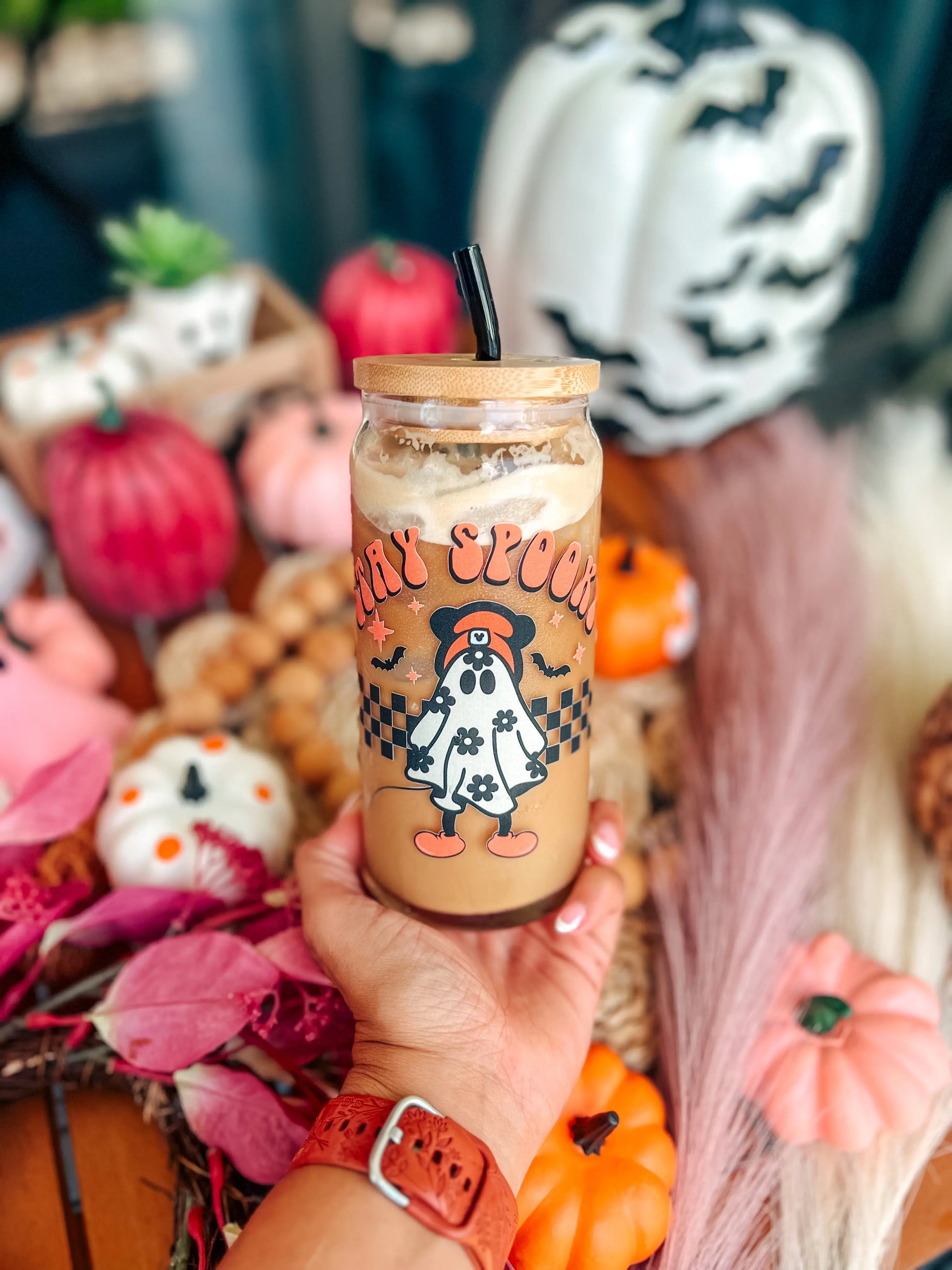 Skater Ghost Halloween Coffee Glass