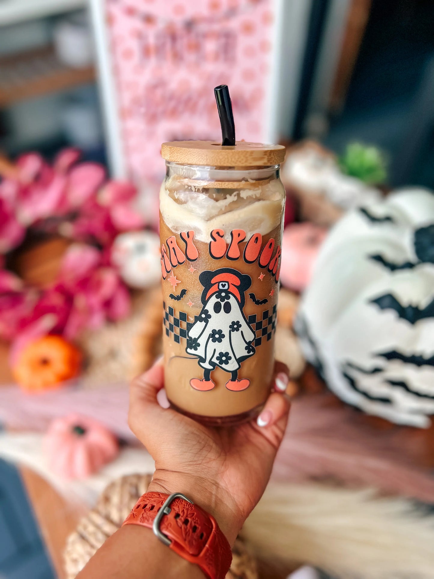 Skater Ghost Halloween Coffee Glass