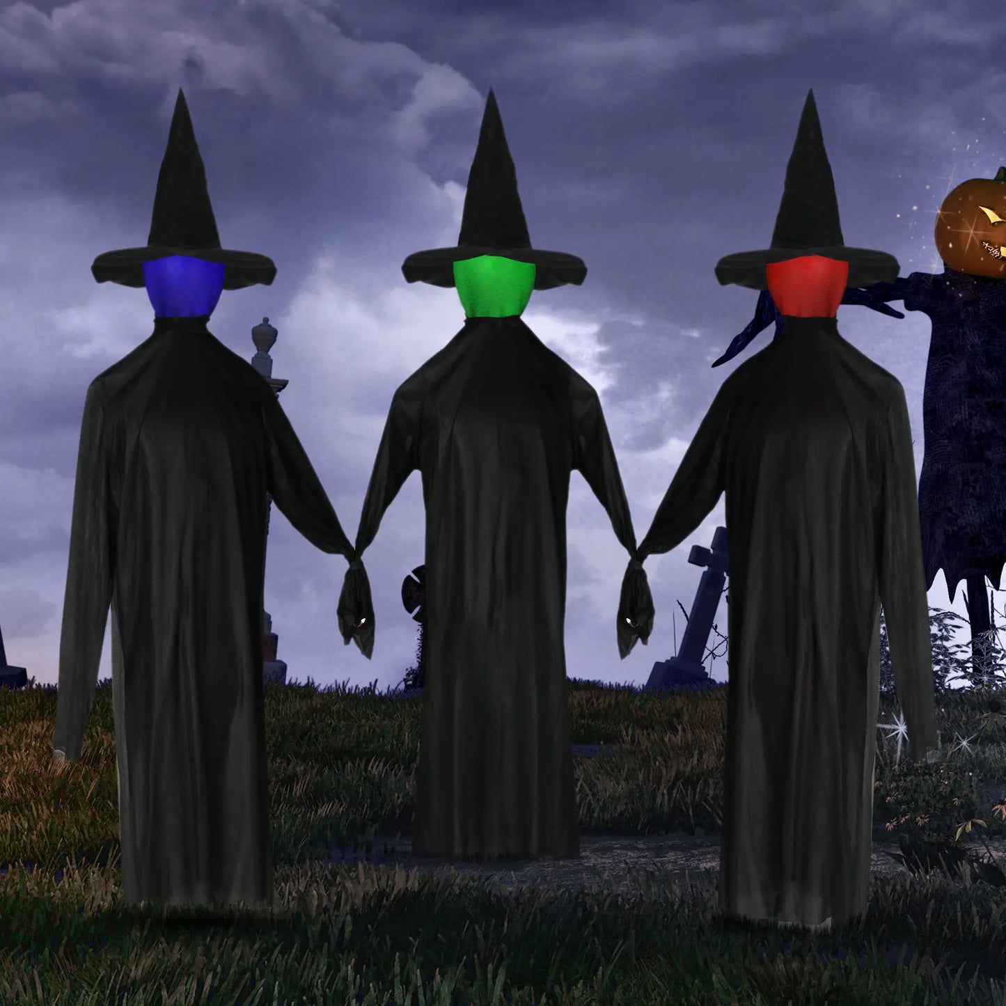 Ubesgoo 5.3FT-7FT Halloween Inflatable Scary Crone Witch Prop, Plastic Lightweight Animatronic Yard Decor with Red Glowing Eyes, Battery-Powered Effects for Garden Lawn Outdoor Festive Decorations