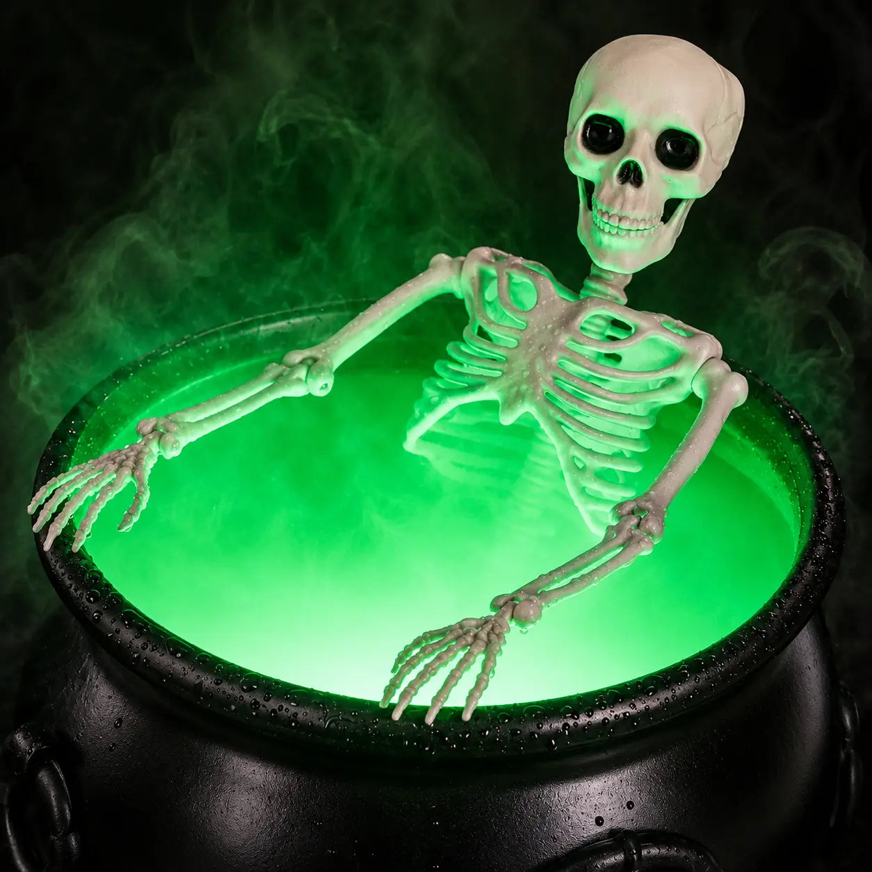 Halloween Decorations outside - Large Witches Cauldron on Tripod with Skeleton & Fog Maker - Skeleton Halloween Party Decor for Outdoor Yard Home Porch