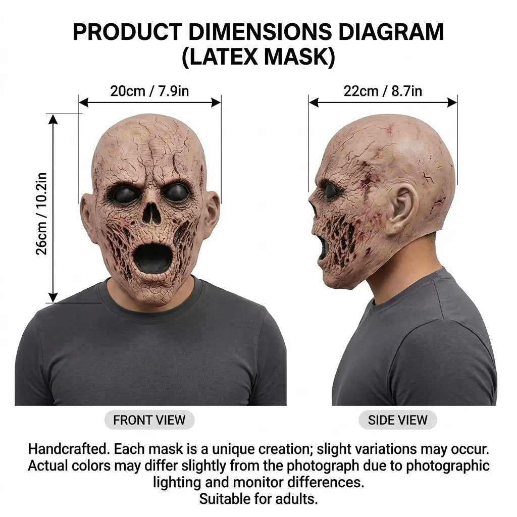 Unisex Lightweight Realistic Hollow-Eyes Latex Full Head Mask, Halloween Cosplay Accessory, Haunted House Party Supplies, 1 Ghost Mask for Festive Events, Realistic Mask