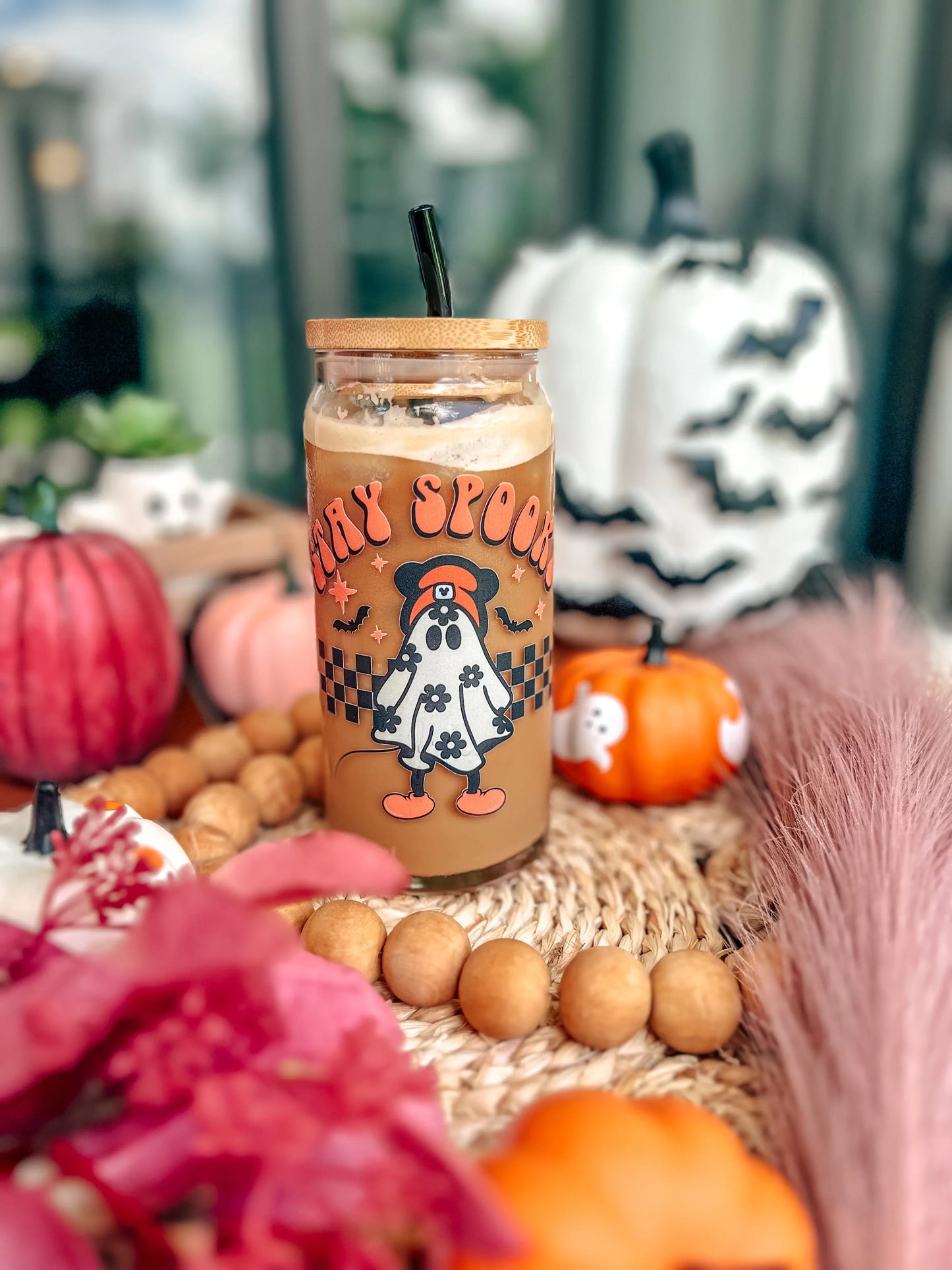 Skater Ghost Halloween Coffee Glass