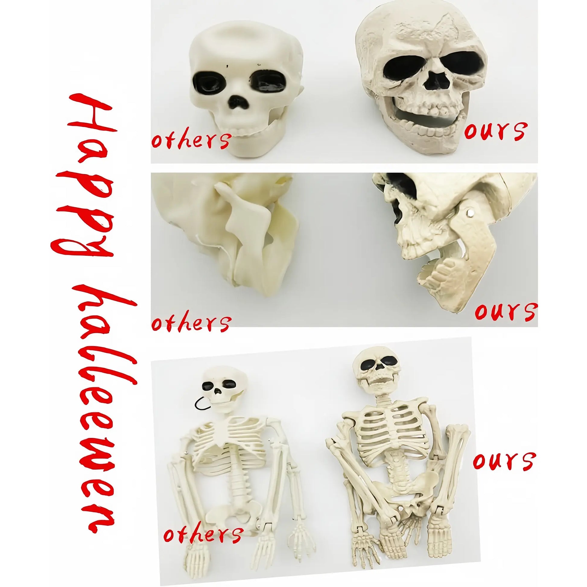 16-Inch Halloween Party Skeleton with Movable Joints, Realistic Full-Body Decor for Haunted House Props, Spooky Halloween Decoration, Adjustable Ornaments, Standing