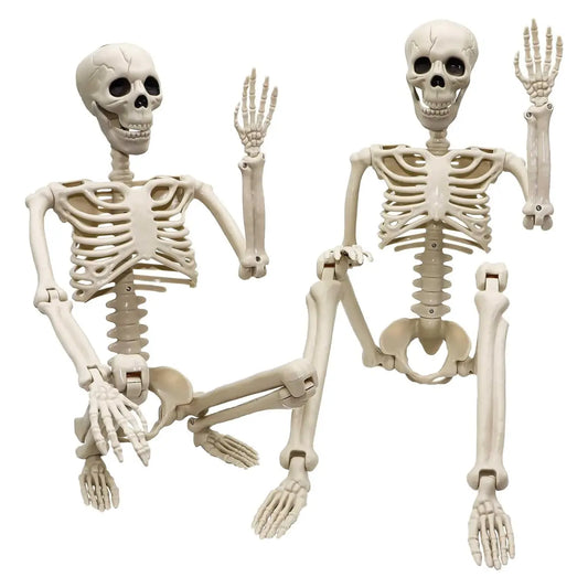 2 Pack 36"Halloween Skeleton - 3 Ft Life Size Human Skeleton with Full Body Posable Joints Plastic Skeleton for Halloween Skeletons Decor Yard Patio Lawn Garden Skeleton Props Spooky Party Decoration