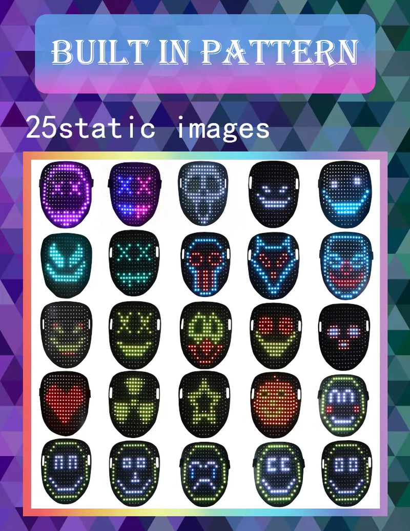 2026 New Halloween LED Mask,Light up Mask with Gesture Sensing, Color-Changing Mask with 50 Built-In Styles,The Perfect Gift for Someone Special, Scary LED Skeleton Mask,Glow in the Dark Mask for Halloween Costume Party