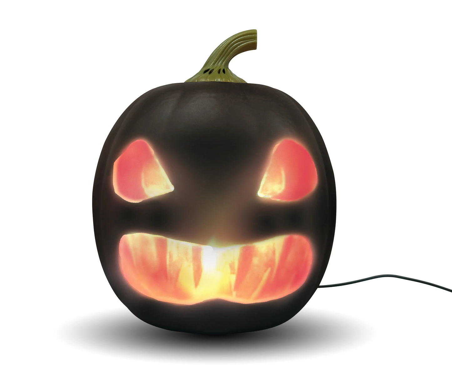 ANIMAT3D 12In XL Plastic Spooky Talking Animated Black Pumpkin Decoration - Halloween Motion Sensor Ornament with Built-In Video Projector, Speaker, Insert, 80 Mins Projection Content, Patented Tech, Indoor Party Interactive Magic