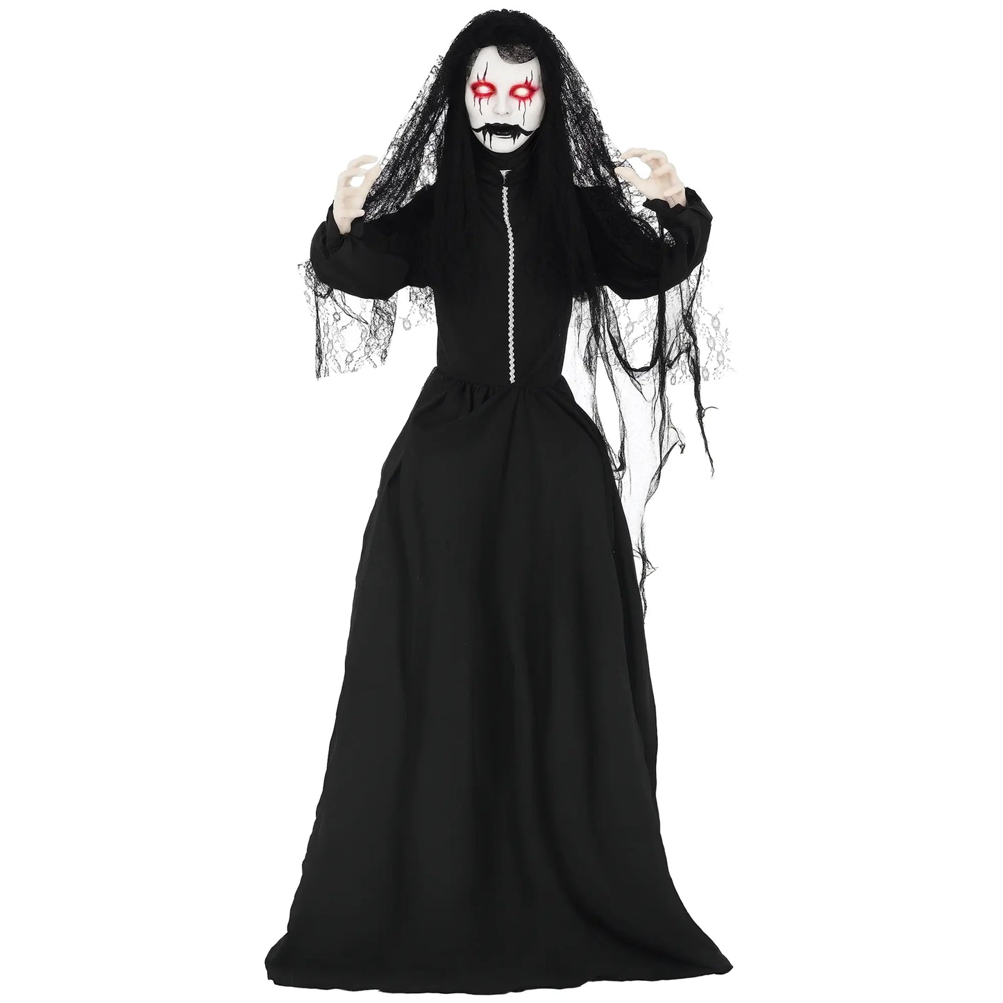 Halloween Decorations Life Size Outdoor Ghost/Clown/Witch, Sound and Motion Activated Animated Prop Animatronic Decor with Light up Eyes, Spooky Sound