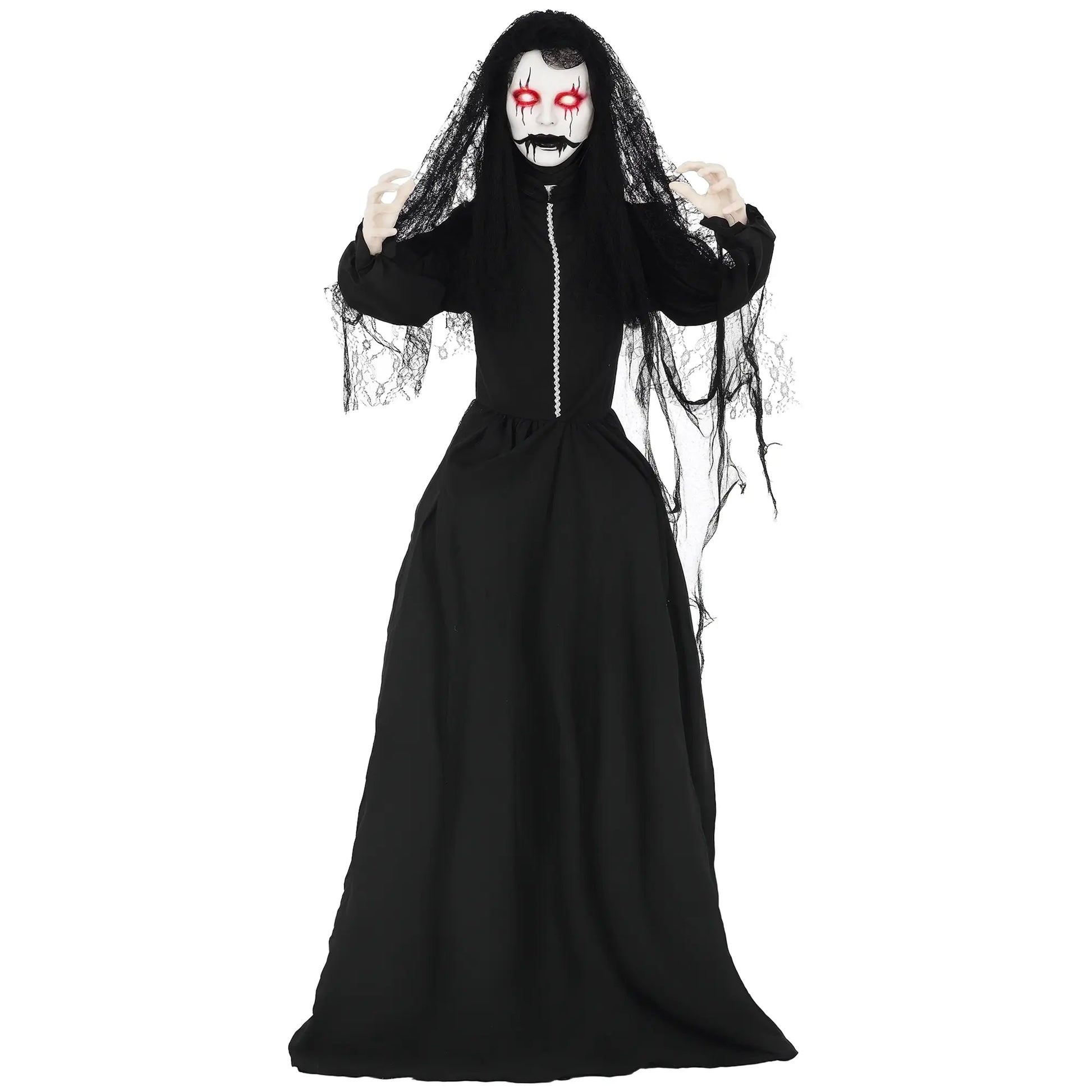 Halloween Decorations Life Size Outdoor Ghost/Clown/Witch, Sound and Motion Activated Animated Prop Animatronic Decor with Light up Eyes, Spooky Sound