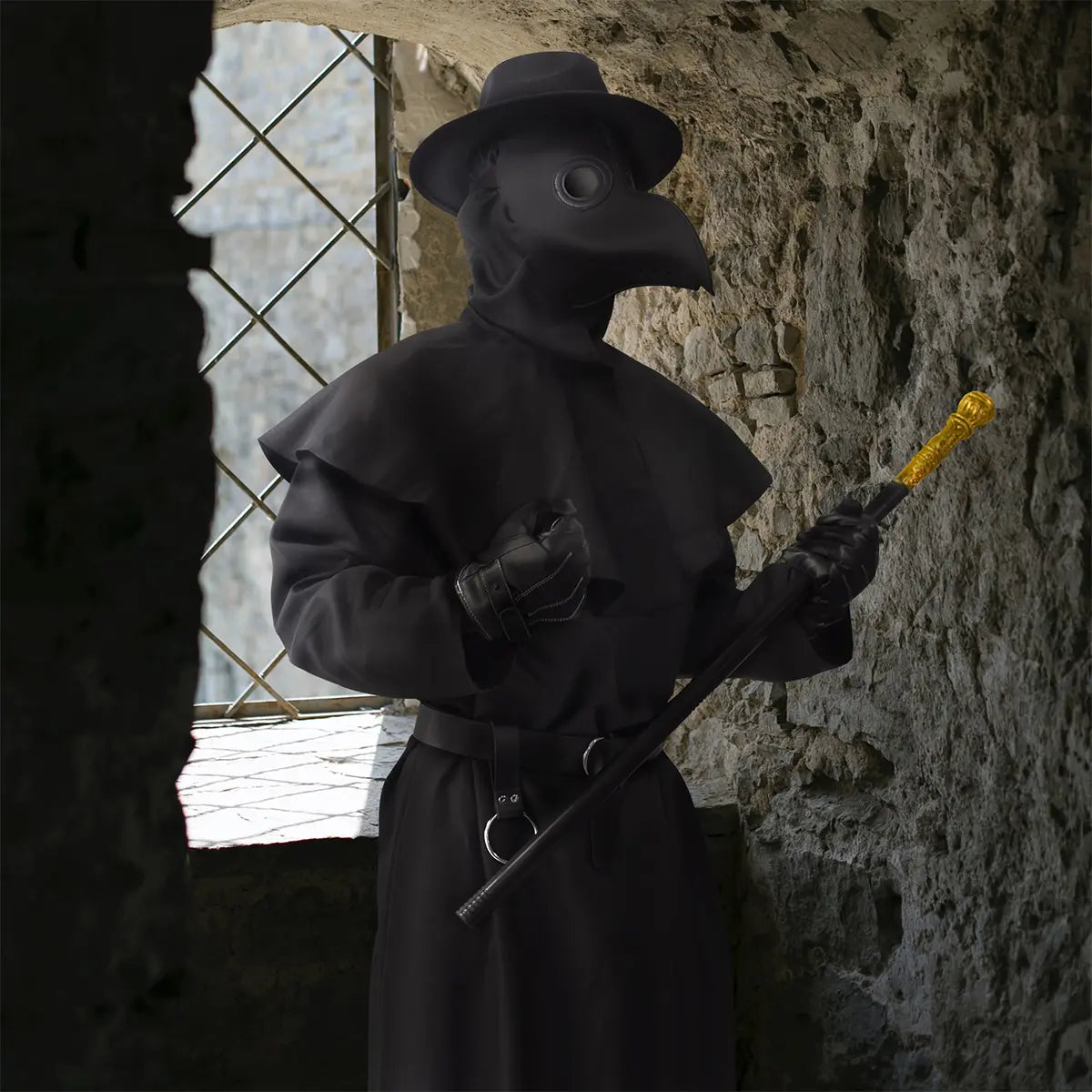AYJKSEVEN Unique Scary Halloween Costume for Men, Plague Doctor Outfit with Bird Beak Mask & Hooded Black Cloak Robe, Mens Special Occasion Clothing (Halloween Costume Ideas), Unique Halloween Costume, Scary Halloween Costume Ideas