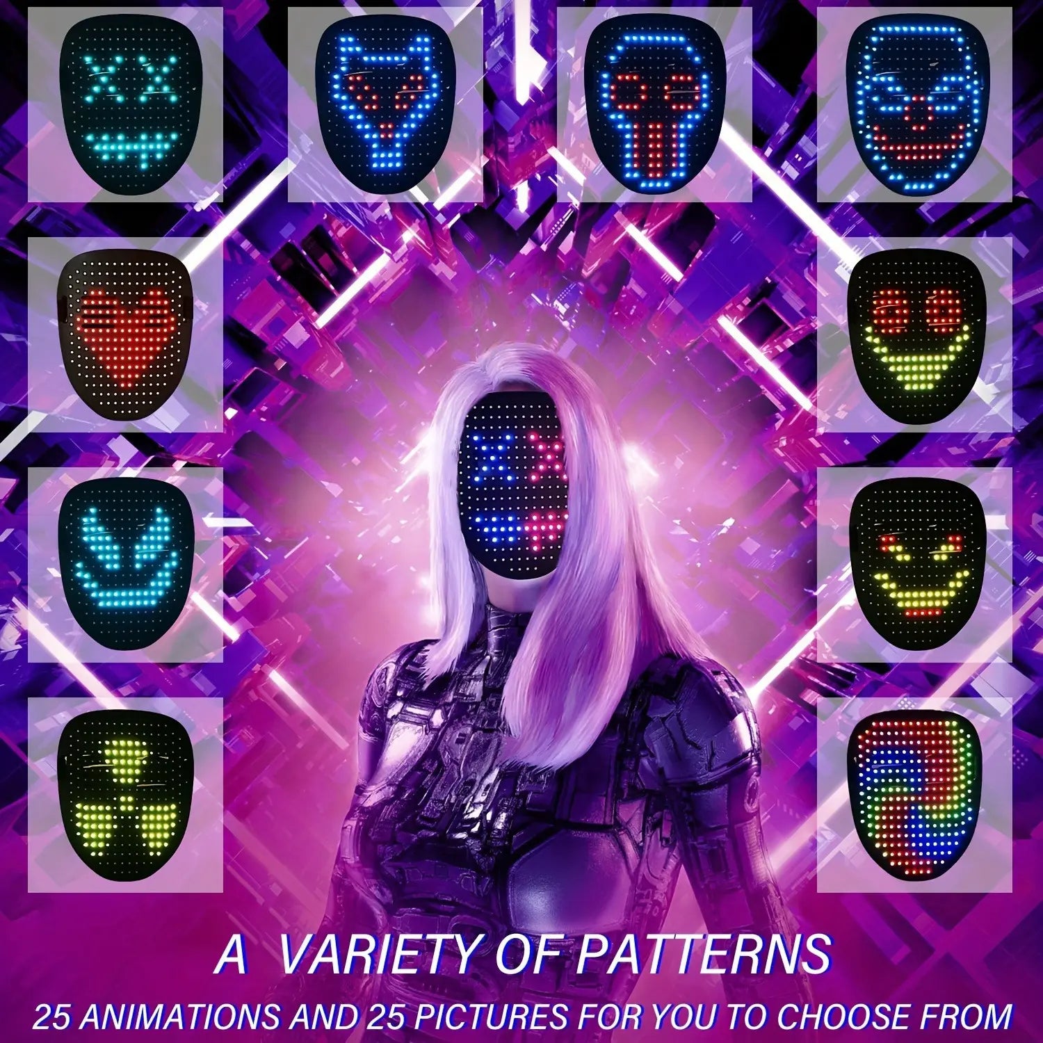 2026 New Halloween LED Mask,Light up Mask with Gesture Sensing, Color-Changing Mask with 50 Built-In Styles,The Perfect Gift for Someone Special, Scary LED Skeleton Mask,Glow in the Dark Mask for Halloween Costume Party
