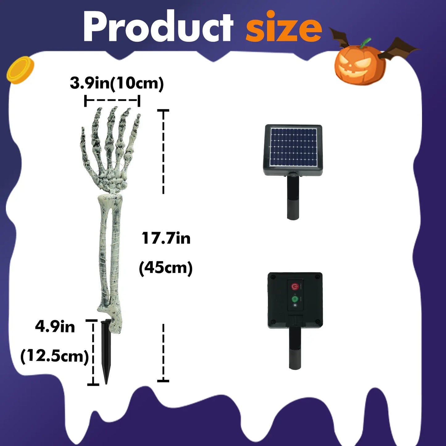 Halloween Decoration, 5 PCS Collasis Lighted Skeleton Arm Stakes, Scary Realistic Hands Bone Waterproof Solar-Powered, Multi-Mode Indoor Outdoor Halloween Ornament