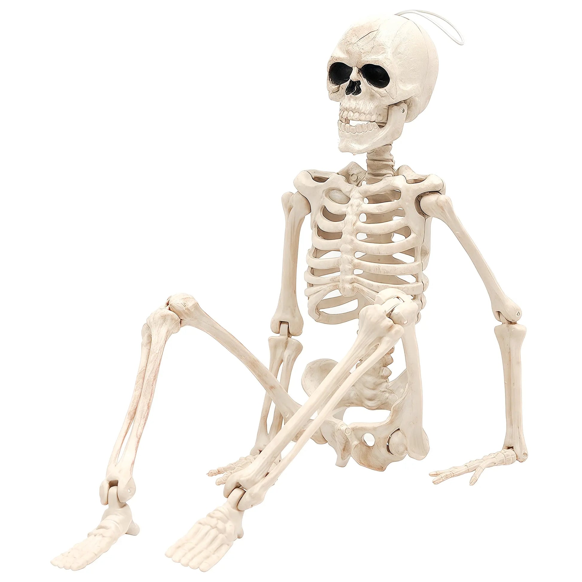 16-Inch Halloween Party Skeleton with Movable Joints, Realistic Full-Body Decor for Haunted House Props, Spooky Halloween Decoration, Adjustable Ornaments, Standing