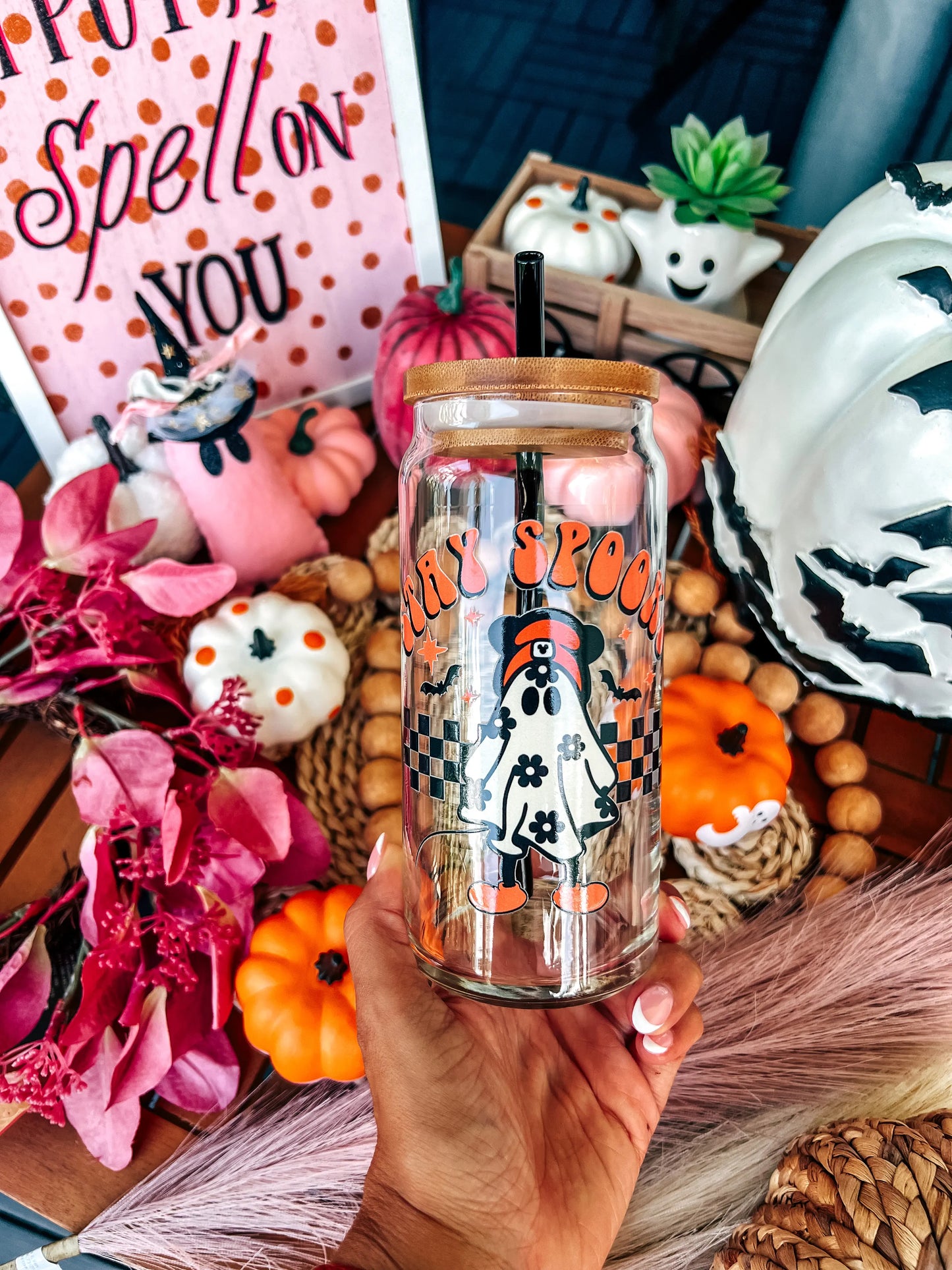 Skater Ghost Halloween Coffee Glass