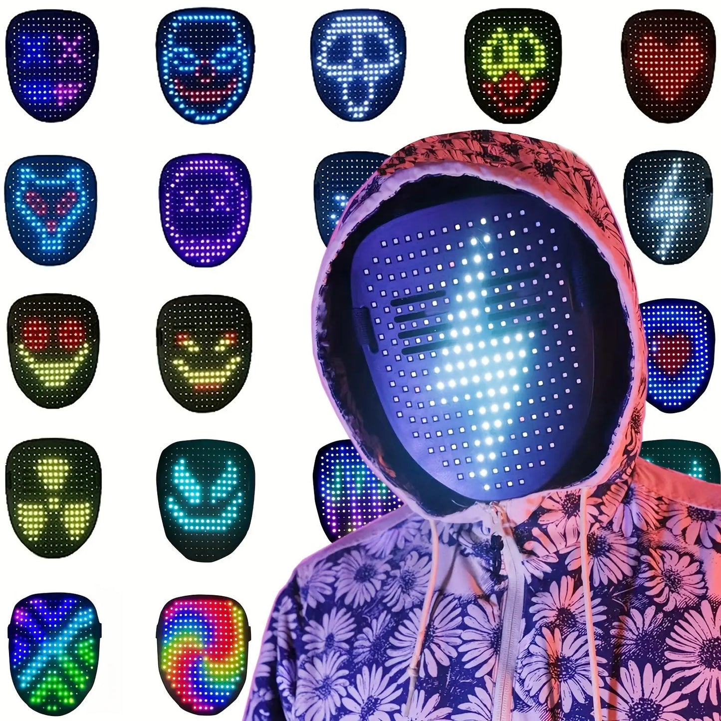 2026 New Halloween LED Mask,Light up Mask with Gesture Sensing, Color-Changing Mask with 50 Built-In Styles,The Perfect Gift for Someone Special, Scary LED Skeleton Mask,Glow in the Dark Mask for Halloween Costume Party