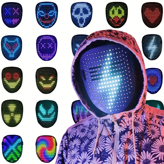 2026 New Halloween LED Mask,Light up Mask with Gesture Sensing, Color-Changing Mask with 50 Built-In Styles,The Perfect Gift for Someone Special, Scary LED Skeleton Mask,Glow in the Dark Mask for Halloween Costume Party