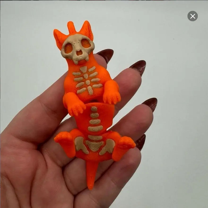 Spooky 3D Printed Skeleton Cat and Dog Halloween Decoration for Home