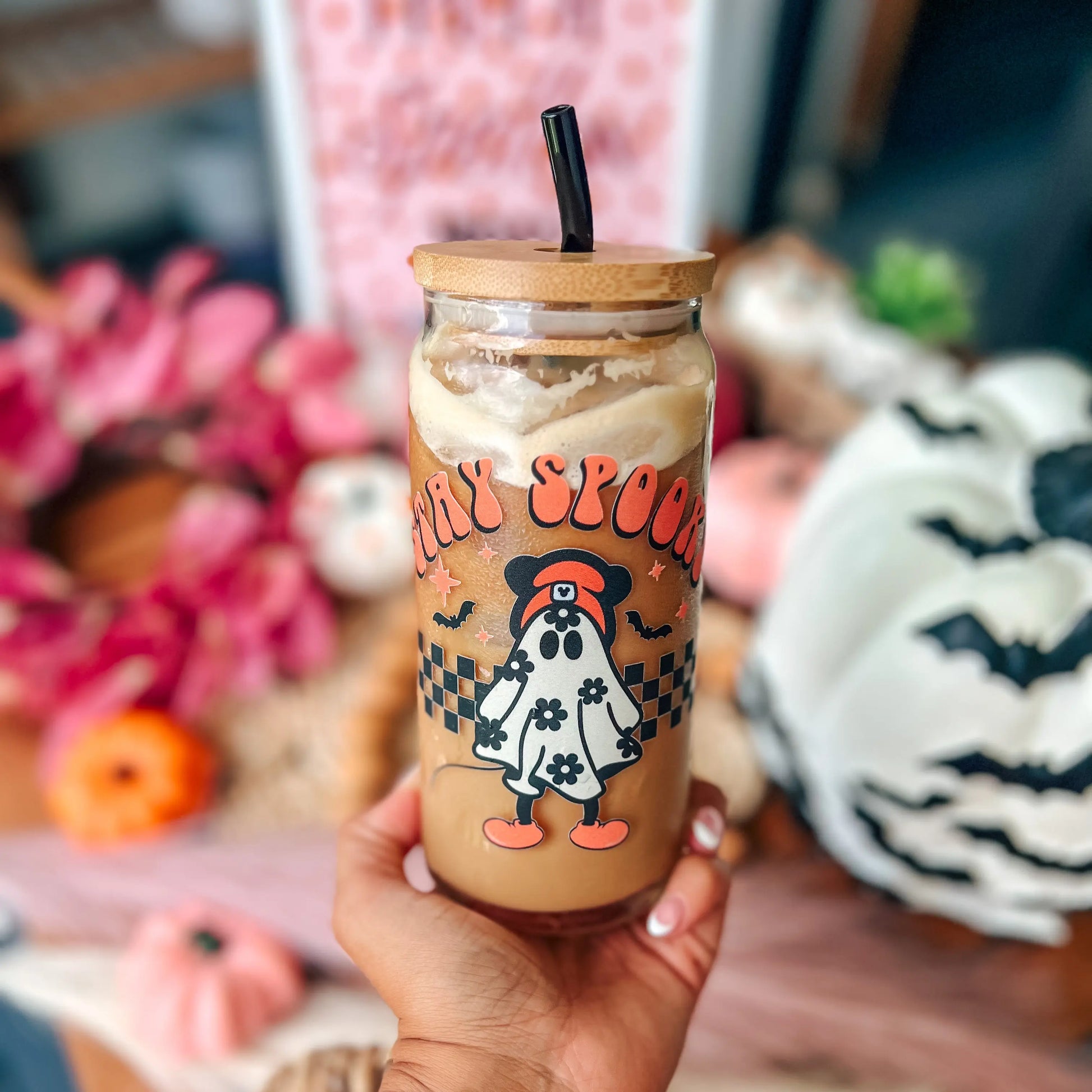 Skater Ghost Halloween Coffee Glass