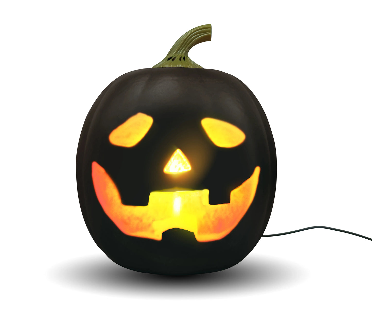 ANIMAT3D 12In XL Plastic Spooky Talking Animated Black Pumpkin Decoration - Halloween Motion Sensor Ornament with Built-In Video Projector, Speaker, Insert, 80 Mins Projection Content, Patented Tech, Indoor Party Interactive Magic