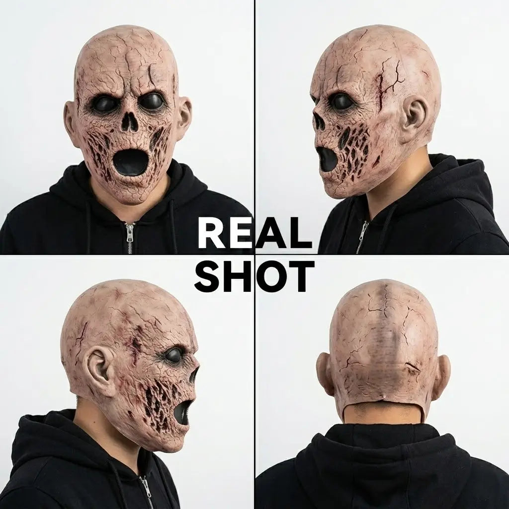 Unisex Lightweight Realistic Hollow-Eyes Latex Full Head Mask, Halloween Cosplay Accessory, Haunted House Party Supplies, 1 Ghost Mask for Festive Events, Realistic Mask