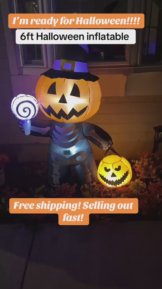 5 FT Halloween Inflatables Skeleton Decor Outdoor
